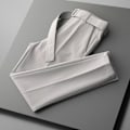 Miniatyrbild 1 av 5: Is Silk Beskärda Byxor Vår Fritid Mäns Trendig Ankel Längd Byxor Kostym Rak 2023 Ny Sommar Dräkt Byxor Kläder För Män Light Gray 29