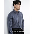Miniatyrbillede 6 af 6: Retro Kaffe Farve Stribet Skjorte Mænd Langærmet Business Casual Top Spids Krave Britisk Trendy Slim-Fit Skjorte Vår Og Efterår. Apricot XXL