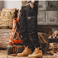 Miniatyrbillede 2 af 5: Retro Overalls Mænds Efterår Og Vinter Tyk Løs Ankel Bånd Bukser Multi-Pocket Slid-Resistente Arbejde Casual Bukser Forår Og Efterår. Khaki 4L