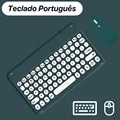 Pikkukuva 1 / 6: Langaton näppäimistö Apple Xiaomi Huawei Samsung Bluetooth-hiirelle Ios Android Windows -järjestelmälle Pyöreät näppäinhatut Suuret akut Portuguese set
