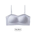 Miniatyrbild 1 av 3: Sommar Kvinnors Strapless Bh Anti-Exponering Anti-Slip Ingen Stålring Rygglös Underkläder Nylon Tyg Liten Bröst Wraps SKY BLUE L (75C/80AB recommended)