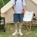 Pikkukuva 3 / 4: Mode Varumärke Femte Jeans Män Ungdom Japanska Harajuku Style Loose Straight Casual Shorts 2024 Nytt Grey M