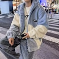 Pikkukuva 1 / 4: Berber Fleece Bomullsrock Mäns Vinter Ny Lappverk Kontrast Färg Bomulls-Vadderade Kläder Trendy Tonårs Fleeces Vadderad Jacka Vinterkläder Blue XL