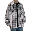 Miniatyrbillede 5 af 7: Hong Kong Style Japansk Style Ternet Langærmet Skjorte Mænd Trendy Casual Skjortejakke Forår Og Efterår Mode Mærker Wooler N Rock Til Mænd Pink XXXL