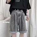 Miniatyrbillede 2 af 4: Sommer Plus Størrelse Denim Shorts Mænds Casual Bukser Løs Femte Bukser Mellem Bukser Rette Yderbeklædning Brændstof Tynde Bukser S Black 5L