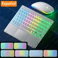 Miniatyrbild 1 av 6: Uppladdningsbar Bakgrundsbelysning Tablet Android Tangentbord, Bluetooth Tangentbord Med Touchpad För Xiaomi Pad 5 6 Pro Ipad 9Th 10Th Gena EN Spanish White