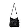Miniatyrbild 5 av 8: 2024 Spring Style Bow Chain Väska Kvinnlig Partsu Axelpåse Kvinnlig Solid Färg Mjuk Läder Pleated Bucket Bag Ti Ti Det Silver