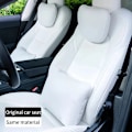 Miniatyrbild 2 av 6: För Tesla Modell 3 Y Flocking / Läder Bil Sittplats Kudde Kudde Mjuk Minne Hals Kudde Högkvalitativ Headrest Lumbar Suppo M3MY 04W