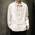 Miniatyrbild 1 av 4: Tang Suit Tröja Mäns Vår Kinesiska Stil Mäns Kläder Förbättrad Hanfu Ungdom Retro Style Mode Märker Buckle Kinesisk Style Co Sommare Apricot XL
