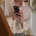 Miniatyrbillede 3 af 7: Hong Kong Style Britisk Yupi Draping Langærmet Skjorte Trendy Høj Grad 2024 Plisseret Skjorte Mænds Sommer Ny Mode Apricot L