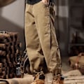 Miniatyrbillede 2 af 7: Amerikanske Retro Workwear Bukser Mænd Forår Og Efterår Mode Mærke Løs Og Enkel Trykt Lige Vår Fritid Bukser Mænd Khaki XXL