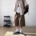 Miniatyrbillede 5 af 5: Sommer Tynde Shorts Mænd Hong Kong Style Trendy Løs Capri Bukser Ungdom Mode Og Smart Casual Bukser 2024 Ny Black L
