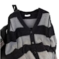 Pikkukuva 4 / 4: Minkki Turkki Raidallinen Paita Hame Miehille Ja Naisille Kevät Ja Syksy Korealainen Tyyli Loose Ja Lazy Tyyli V-Kaula Cardigan Trendikäs Syksy Ja Talvi Uusi Black And Gray L
