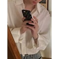 Miniatyrbillede 7 af 7: Hong Kong Style Britisk Yupi Draping Langærmet Skjorte Trendy Høj Grad 2024 Plisseret Skjorte Mænds Sommer Ny Mode Apricot L