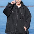 Miniatyrbillede 4 af 5: Sort Amerikansk Denim Jakke Mænds Efterår Vinter Retro Lapel Overalls Mænds Casual Top Forår Og Efterår Ny Grey XXL