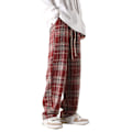 Pikkukuva 5 / 5: Amerikkalainen Retro Ruudullinen Housut Miehet Syksy Ja Talvi Paksuuntunut Suora Löysä Malli Merkki Drape Brett Jalat Casual Housut Aika Red XL