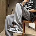 Miniatyrbillede 6 af 8: Vores Sommer Dragt Bukser Mænds Koreansk-Stil Icke-Jern Draperet Tyndt Casual Lige Ben Lange Bukser Fit Beskåret Dragtbukser Brown XL