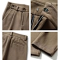 Miniatyrbild 4 av 5: Draping Effekt Ankellånga Byxor Mäns Höst Och Vinter Tjock Lös Raka Byxor Koreanska Mode Woolen Casual Casuale Byxor För Herrbyxor Khaki 32