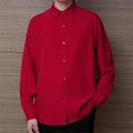 Miniatyrbild 1 av 8: Ny Höstskjorta Mäns Lång Ärm Fall Korean Trend Pu Handika Mäns Rock Casual Män Kläder Höst Kläder Skjorta Red XXXL