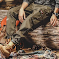 Miniatyrbillede 4 af 5: Retro Overalls Mænds Efterår Og Vinter Tyk Løs Ankel Bånd Bukser Multi-Pocket Slid-Resistente Arbejde Casual Bukser Forår Og Efterår. Green M