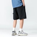 Miniatyrbillede 3 af 6: Kinesiske Style Shorts Mænd Sommer Tynde Løs Lige Farve Casual Cropped Bukser Snørebånd Baggy Sporbukser Khaki M