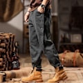 Miniatyrbillede 3 af 7: Amerikanske Retro Workwear Bukser Mænd Forår Og Efterår Mode Mærke Løs Og Enkel Trykt Lige Vår Fritid Bukser Mænd Khaki XXL