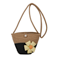 Miniatyrbild 5 av 8: Kontrast Färgstrand Väska Modig Vävda Axel Korskropp Väska 2023 Sommar Nya Västerländsk Stil Commuter Spliced Bucket Baga White With Khakis With Ornaments