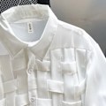 Pikkukuva 4 / 5: Valkoinen tyylikäs pitkähihainen paita miehille ja naisille kevät- ja syysmuotimerkki Hong Kong Style kudottu pusero pareille sama tyyli vaalea muodikas rento kesä White XL