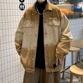 Miniatyrbillede 1 af 4: American Retro Gradient Denim Jakke Mænd Forår Og Efterår Mode Mærke High Street Pu Shuai Løs Fritid Arbejdstøj Rock Efterår Og Vinter Brown XL