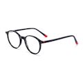 Pikkukuva 1 / 8: Uusi Retro Rice Nail Optiset Lasit Kehys Korkealaatuinen Sense Pyöreä Kehys Tavalliset Lasit Aste Myopia Tasaiset Lasit Kehys Tukku C1 Bright Black Frame/Red Toe Plank Material Frame