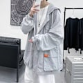 Miniatyrbillede 2 af 4: Ice Silk Solbeskyttelse Tøj Mænds Tynd Jakke Til Sommer Student Seje Tøj Mode Mærker Løs Hvid Jakke Mænds Top White L