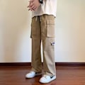 Pikkukuva 7 / 7: Amerikansk stil Multi-Pocket Rak Lastbyxor Mäns Våren Och Hösten Mode Märken Lös Funktionell Bred Ben Design Sense Re Casual Byxor Green M