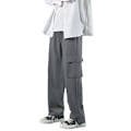 Miniatyrbild 5 av 9: Överaller Ankellånga Byxor Rak Mode Brand Spring Solid Färg Casual Byxor Mäns Pocket Dekoration Ungdom Popularitet Grey XL