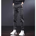 Miniatyrbillede 2 af 5: Efterår og vinter casual bukser mænd trendy mænds tøj multi-lomme fløjl løs lige slim fit overalls mænd ny Black 3L