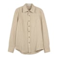 Miniatyrbillede 4 af 5: Retro Kaffe Farve Stribet Skjorte Mænd Langærmet Business Casual Top Spids Krave Britisk Trendy Slim-Fit Skjorte Vår Og Efterår. Coffee M