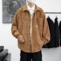 Miniatyrbillede 1 af 5: Vaffel Langærmet Skjorte Herre Efterår Og Vinter Japansk Trendy Arbejdstøj Skjorte Fløjl Vatteret Løs Plus Size Manchesterjakke Khaki XL