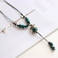 Miniatyrbild 11 av 11: Qingge Handgjord Etnisk Tröja Kedja Mode Retro Lång Halsband Keramisk Multi-Layer Långa Konstnär Simple Spot Green
