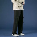 Miniatyrbillede 6 af 9: Ankellange Bukser Lige Model Brand Spring Solid Farve Casual Bukser Mænds Lomme Dekoration Ungdom Popularitet Grey M
