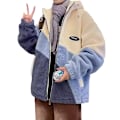 Pikkukuva 4 / 4: Berber Fleece Bomullsrock Mäns Vinter Ny Lappverk Kontrast Färg Bomulls-Vadderade Kläder Trendy Tonårs Fleeces Vadderad Jacka Vinterkläder Blue XL