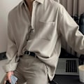 Miniatyrbillede 3 af 4: Langærmet skjorte til mænd - Mode mærke håndsignatur virksomhed ung casual undertøj Idle Style Rock Mænds tøj forår og efterår ny Grey XXL