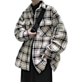 Miniatyrbild 4 av 4: Lätt Mogen Plaid Ull Överalls Handsom Man Korean Style Trendy Jacket För Tonåringar Män Höst Och Vintern Black XL