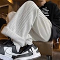 Miniatyrbillede 3 af 4: Høst Og Vinter Fleeceforet 2023 Nye Hip Hop Træningsbukser Mænds Amerikanske Par Bukser Løs Hængende Casual Bukser Med Vide Ben Black L