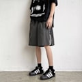 Miniatyrbillede 3 af 5: 2024 Sommer Ny Side Dobbelthoved Lynlås Sømme Ice Silk Løs Mode Casual Shorts Mænds Mode Tynd Purple M