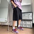 Pikkukuva 2 / 6: Ins Mode Varumärke Fifth Jeans Mäns Ungdom Japanska Harajuku Style Loose Straight Solid Color Casual Shorts Black And Gray XXL