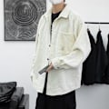 Miniatyrbillede 4 af 5: Vaffel Langærmet Skjorte Herre Efterår Og Vinter Japansk Trendy Arbejdstøj Skjorte Fløjl Vatteret Løs Plus Size Manchesterjakke Khaki XL