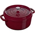 Miniatyrbillede 1 af 4: Staub 40502-294-0 Rund grydegryde med låg 24 cm 2,8 l matsort emalje indvendig gryde Bordeaux 40502-294-0