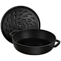 Miniatyrbillede 2 af 4: Chistera Rund Kasserolle 28 cm Mat Sort Emaljeret Støbejern 6,7 L STAUB Matte svart
