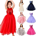 Miniatyrbild 1 av 5: Söta flickor paljetterad blommaprinsessklänning barn silvergray Z silvergray 7-8Years