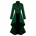 Miniatyrbillede 3 af 4: Retro Kvinde Gotisk Steampunk Knap Corsage Kostume Frakke Middelalderlig Jakke Green 4XL