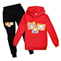 Miniatyrbild 1 av 4: Pojkar Flickor LANKYBOX Hoodies Träningsoveraller Toppar+Joggerbyxor Set V I red 160cm